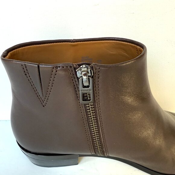 Coach Montana Leather Ankle Boots Block Heel Brown Womens Size 7.5 B - Picture 6 of 12